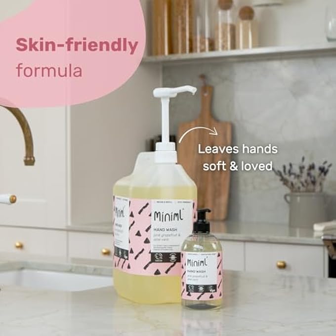 Miniml HAND WASH LIQUID 5L REFILL, PINK GRAPEFRUIT & ALOE VERA FRAGRANT ECO-FRIENDLY HAND WASH LIQUID FOR SOFT AND SENSITIVE SKIN CARE, 100% VEGAN - Image 3